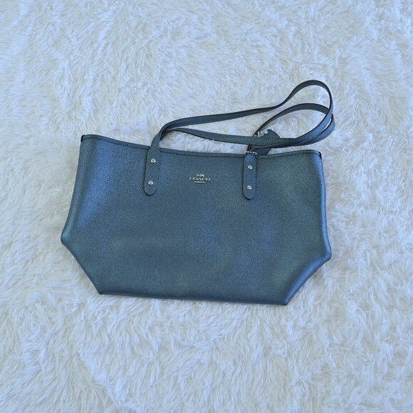 Coach City Tote Metallic Dark Teal G1891-F16221 Excellent Condition - Picture 1 of 5
